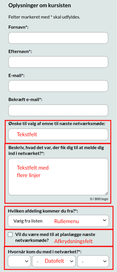 Muligheder for deltageroplysninger