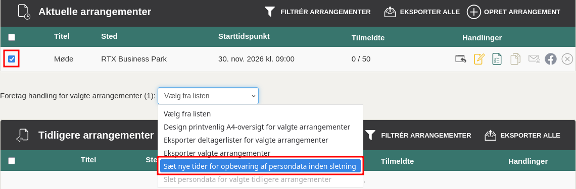 V�lg de arrangementer, der skal have ny tidsfrist