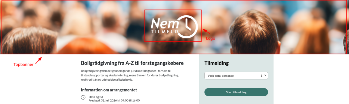 Topbanner med separat logo