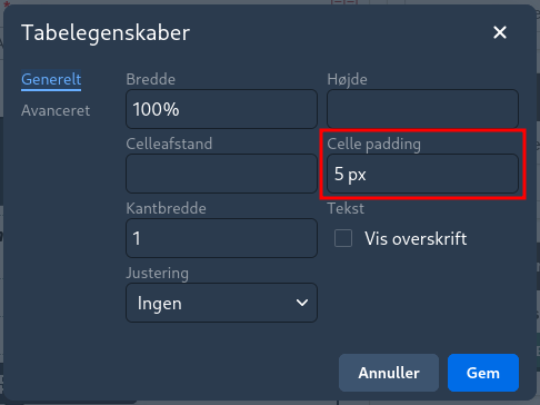 Cellepadding